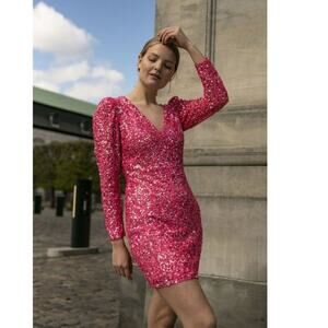 Notes du Nord Ojay Sequin Mini Dress 6 Pink NWT